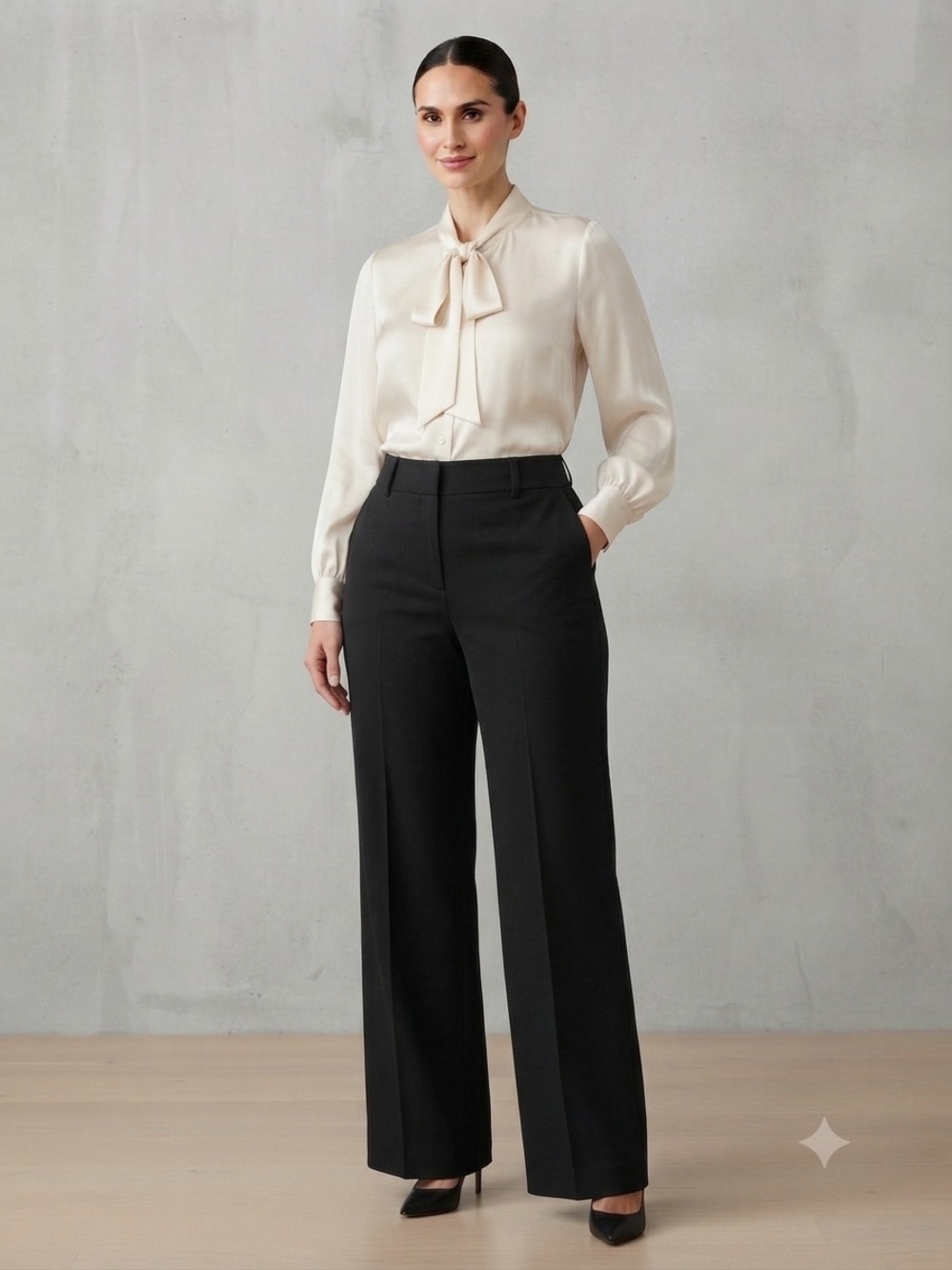 Rebecca Taylor Cavalry Twill Wide Leg Pants Black Wool Blend Size 12 MSRP $295
